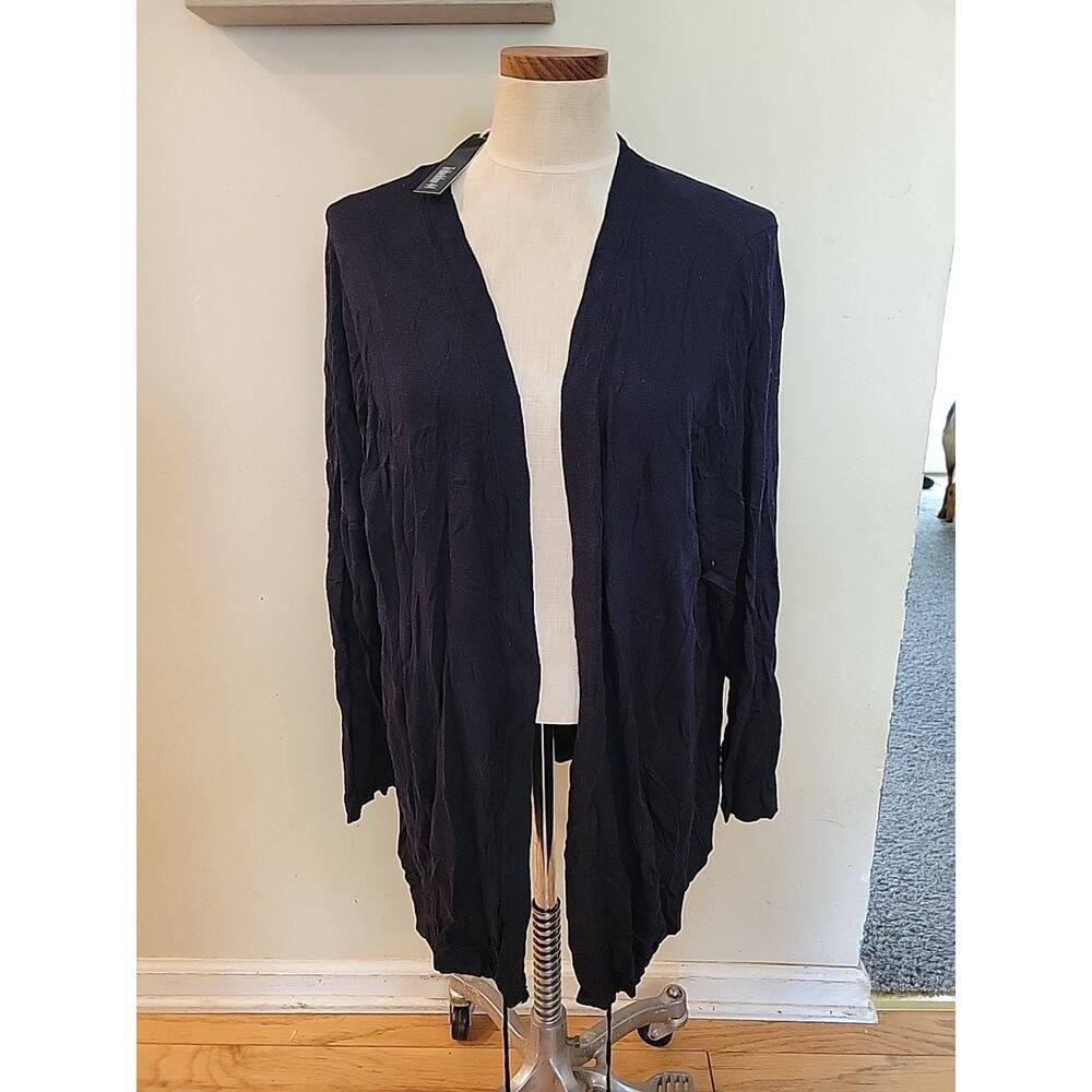 Tribekka 44 Draped Open Front Cardigan sweater black size 3x